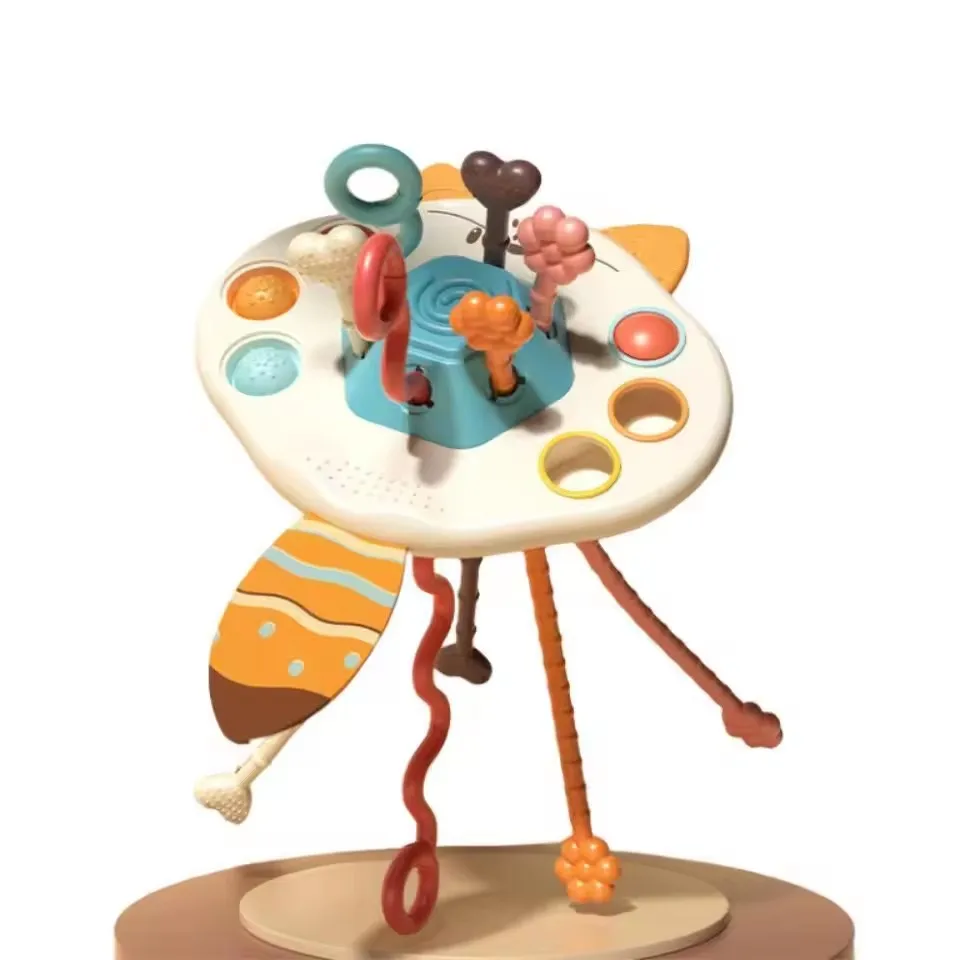 Montessori Early Education Swan Shaped Activity Finger Sensory Pulling Game Silicone Pull String Toy for Baby