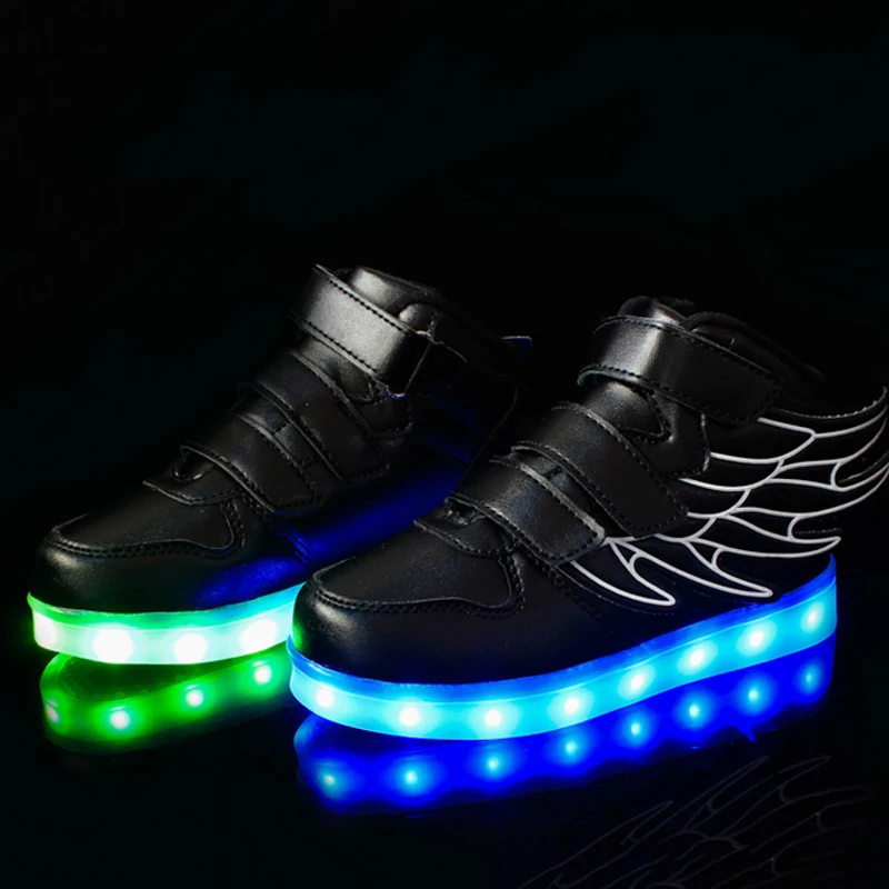 New Kids Led Sneakers boys Girls Stripe Sport Running Shoes Baby Lights Fashion Sneakers Children Luminous Casual Shoes
