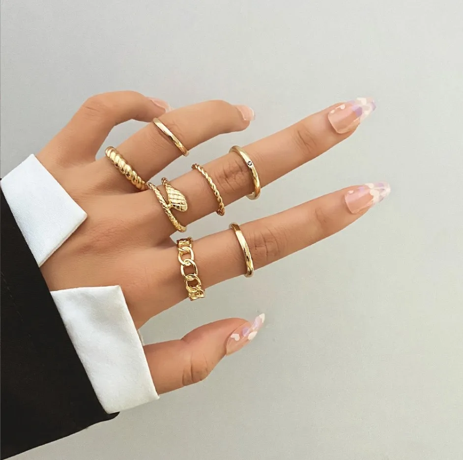 Personalized Fashion Gold Knuckle Ring Sets, Rings Sets for All Fingers