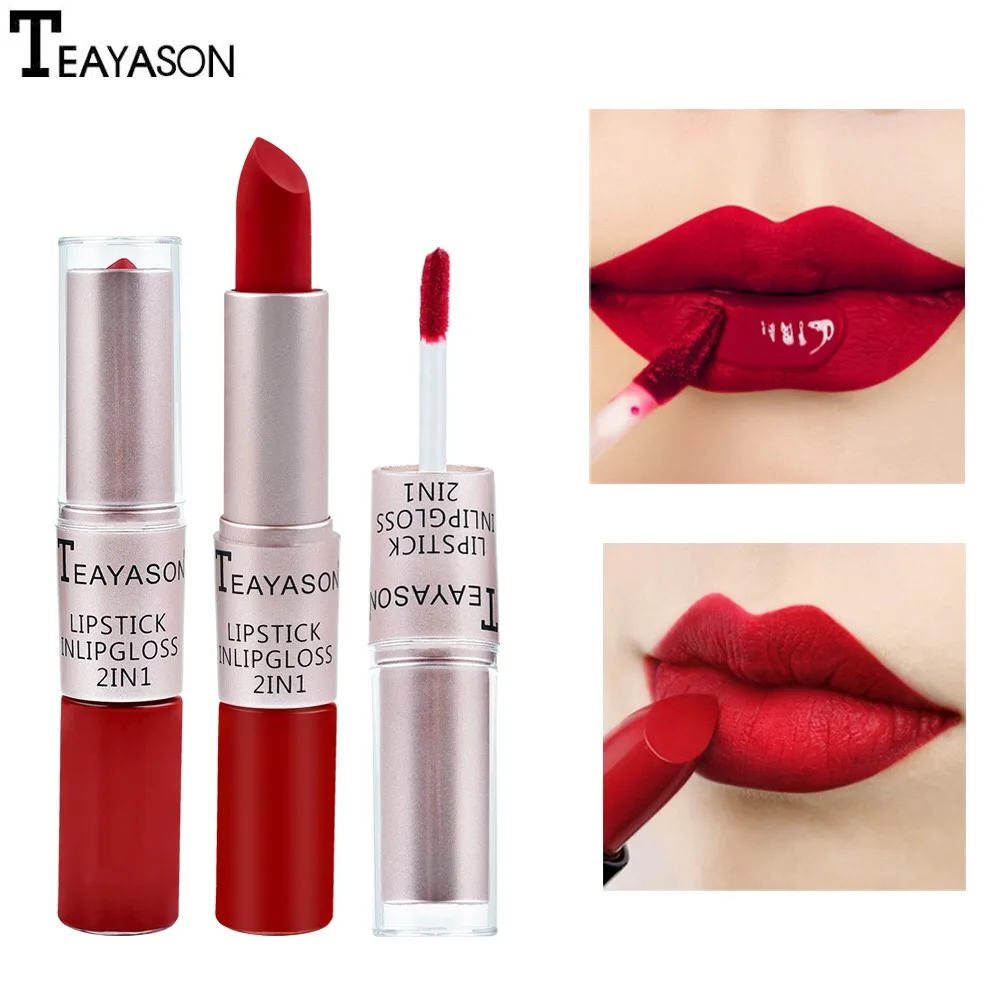 Wholesale Custom Waterproof Lip Gloss 2 in 1 Lipstick Highly Pigmented Vegan Matte Lipstick