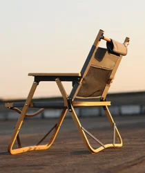 Foldable Wooden  Chair Outdoor Fabric Glossy Wood  Popular Aluminium  Sling Chair