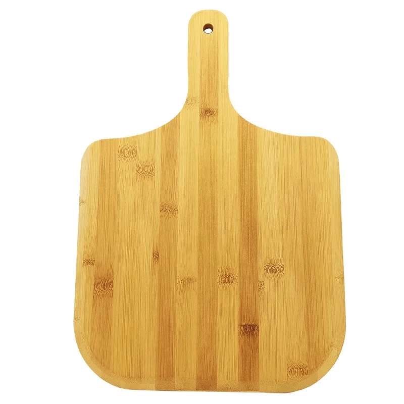 Customized Bamboo Wooden Pizza Peel Paddle Cutting Board 12 Inch With Long Handle For Baking Pizza Bread Fruit Vegetables Cheese