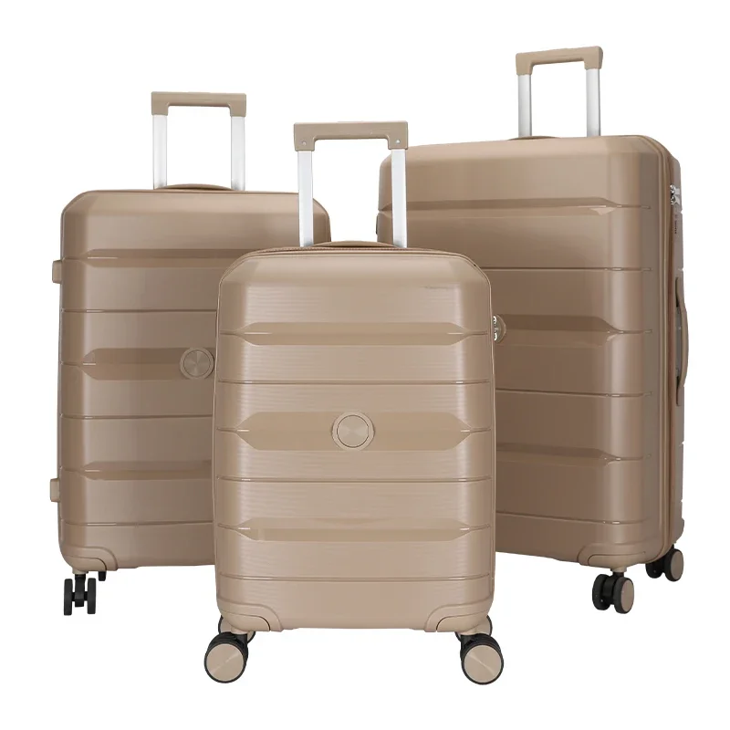 Factory direct sale custom hard durable light weight pp travel suitcases