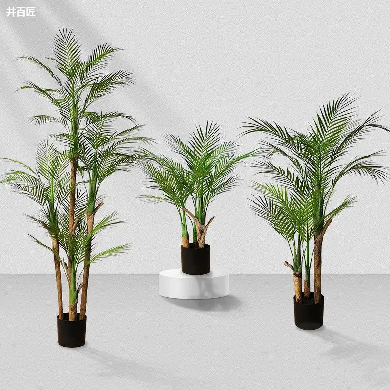 High Quality Nordic Simulation Sunflower Tree Palm Leaf Simulation Plant Potted Large Green Plant Living Room Bonsai
