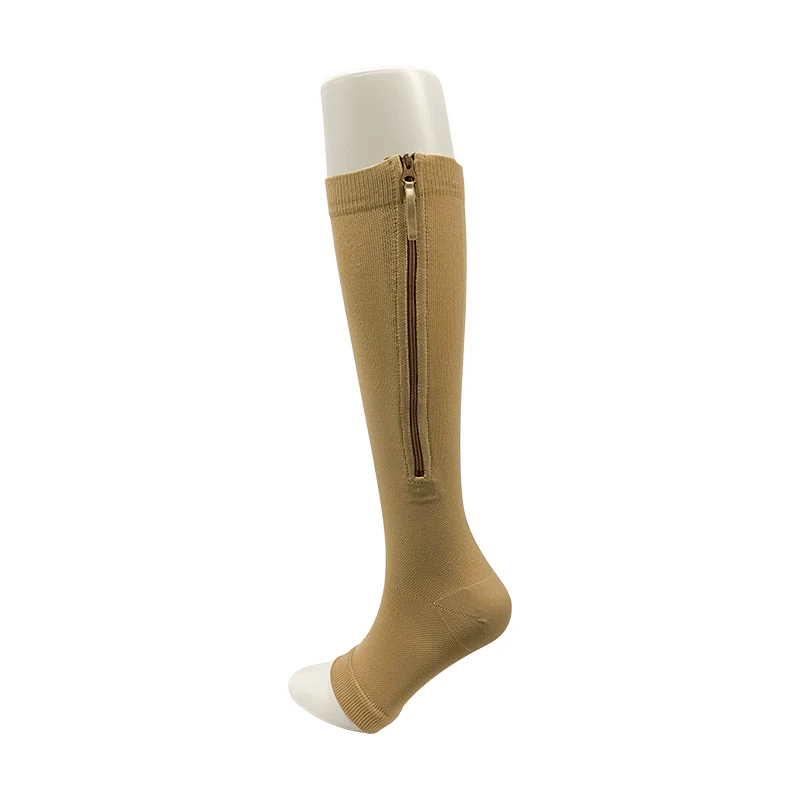Zipper Compression Socks Medical 15-20 mmHg Knee High Compression Socks for Men Women Varicose Veins
