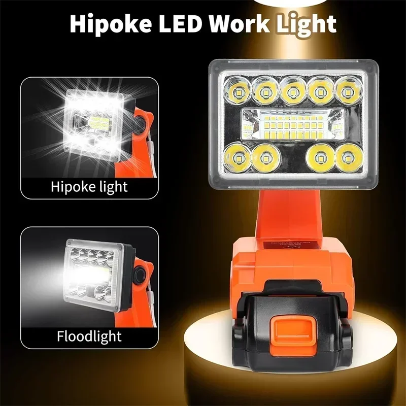 9W Portable flashlight LED working light for Makita/DEWALT/MIL WAKEE/BOSCH/BL ACK & DECKER 18V battery camping light