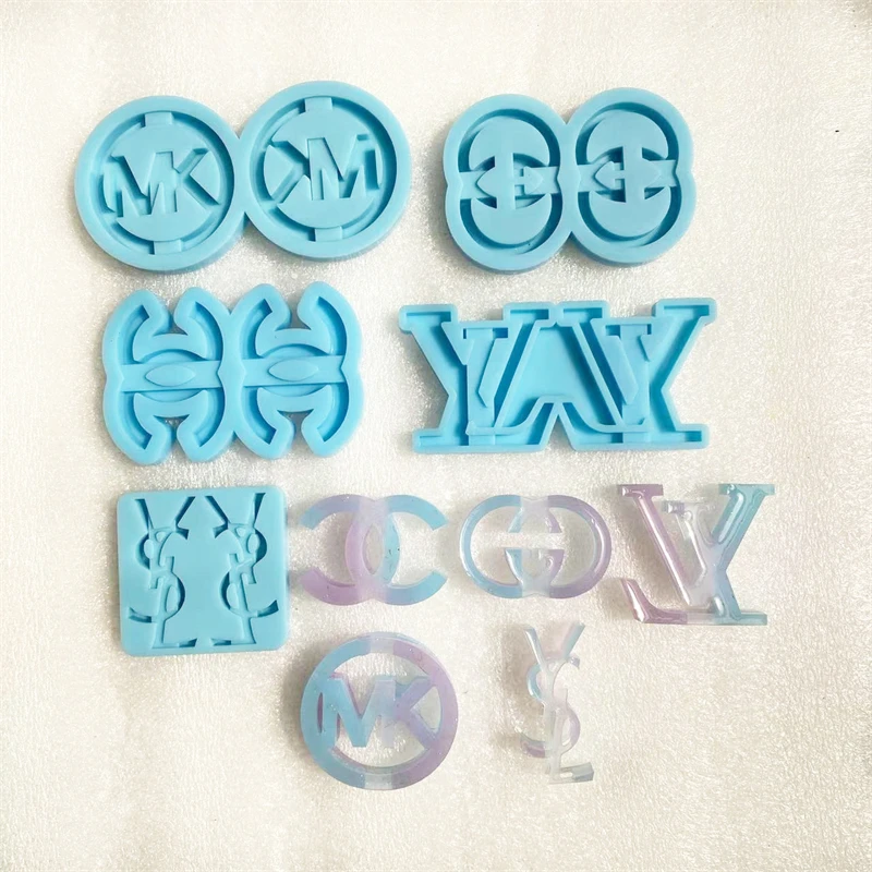 Designer Brand Straw Luxury Fashion Branded Molds molde de resina Luxury Fashion Brand Logo Silicone Straw Topper Resin Mold