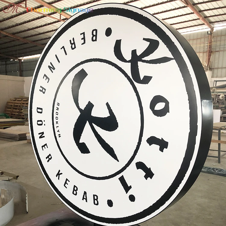 Charming factory custom logo large no light advertising box round acrylic uv printed shop billboard