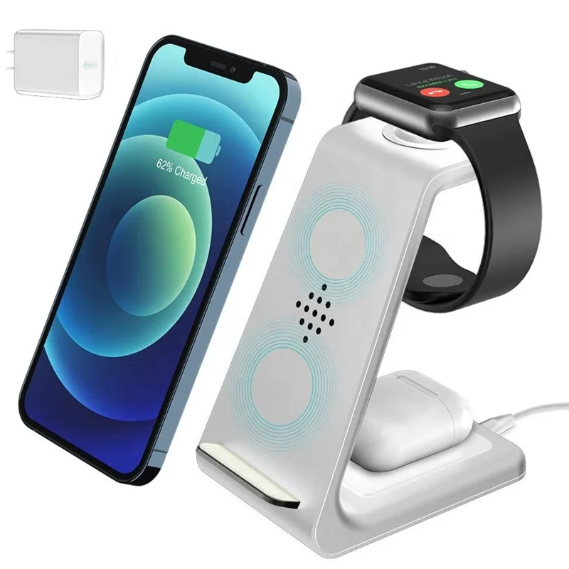 
Amazon Custom Portable Magnetic Wireless Charger Stand 3 In 1 Fast Wireless Charging Station For Iphone/Airpods Pro/Apple Watch 
