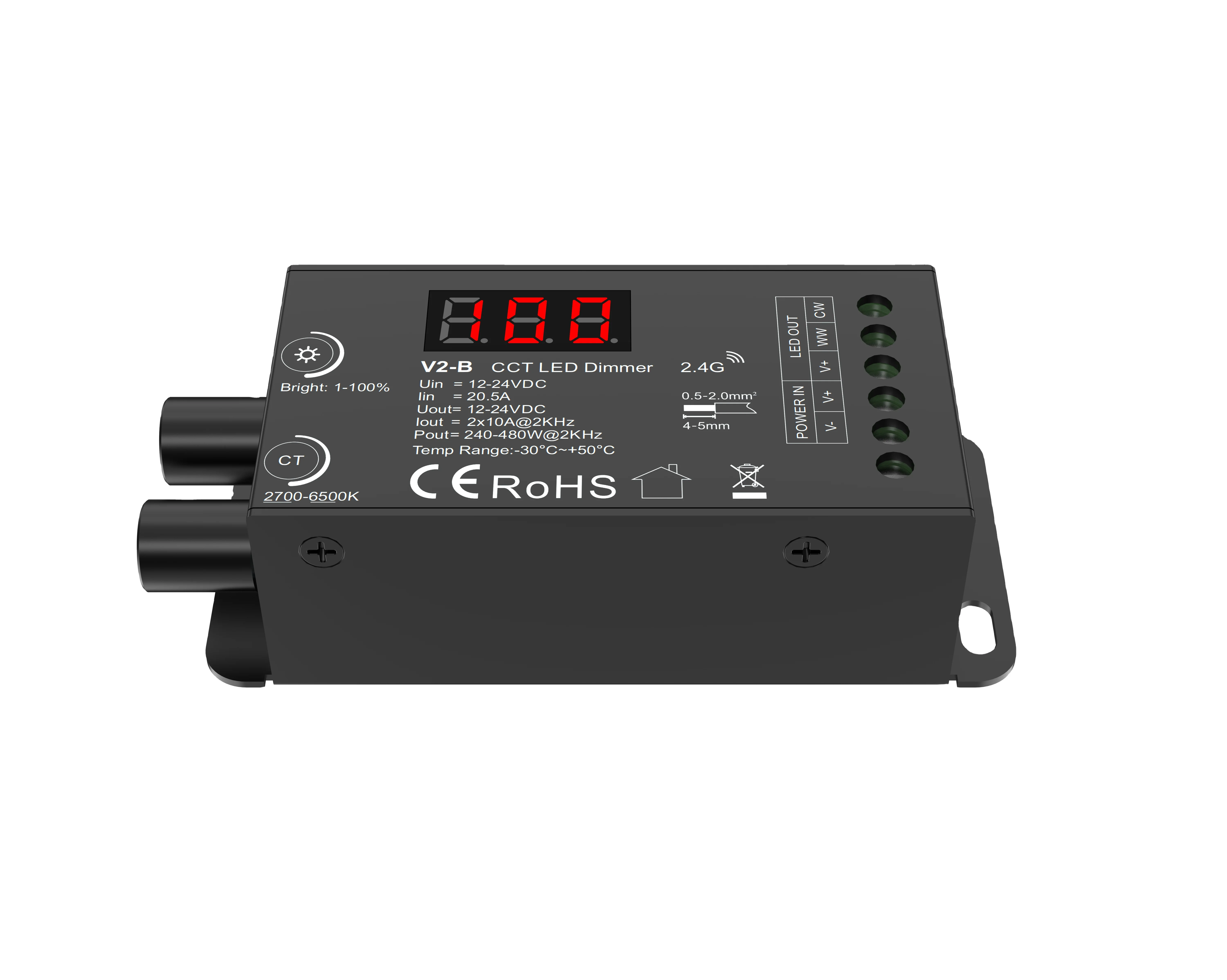 V2-B Skydance 2CH * 10A 12-24VDC CV беспроводная ручка диммера постоянного напряжения 2-канальный приемник для WW + CW Светодиодная лента контроллер