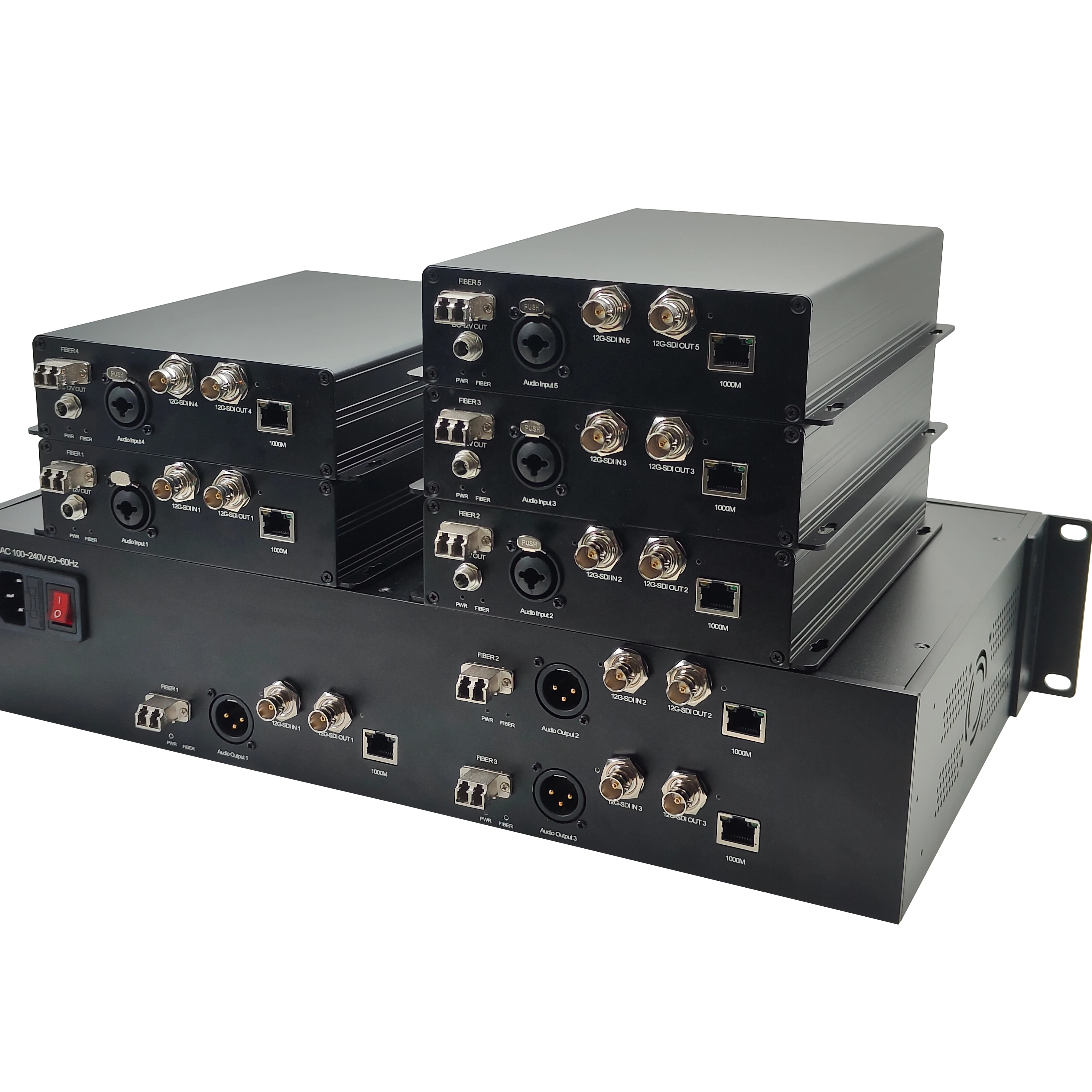 Broadcast 4k 12G SDI Video and XLR Audio/Ethernet to Optical Fiber Converter