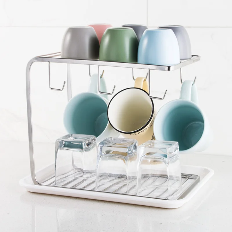 Cup holder Water cup hanger Creative living room stainless steel drain storage rack