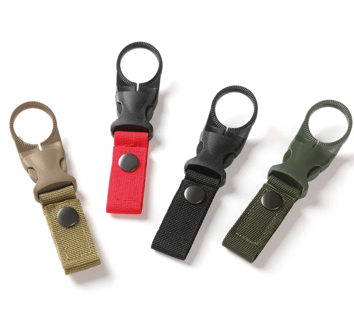 New Tactical Hiking Nylon Webbing Carabiner Water Bottle Holder Buckle Hook Clip