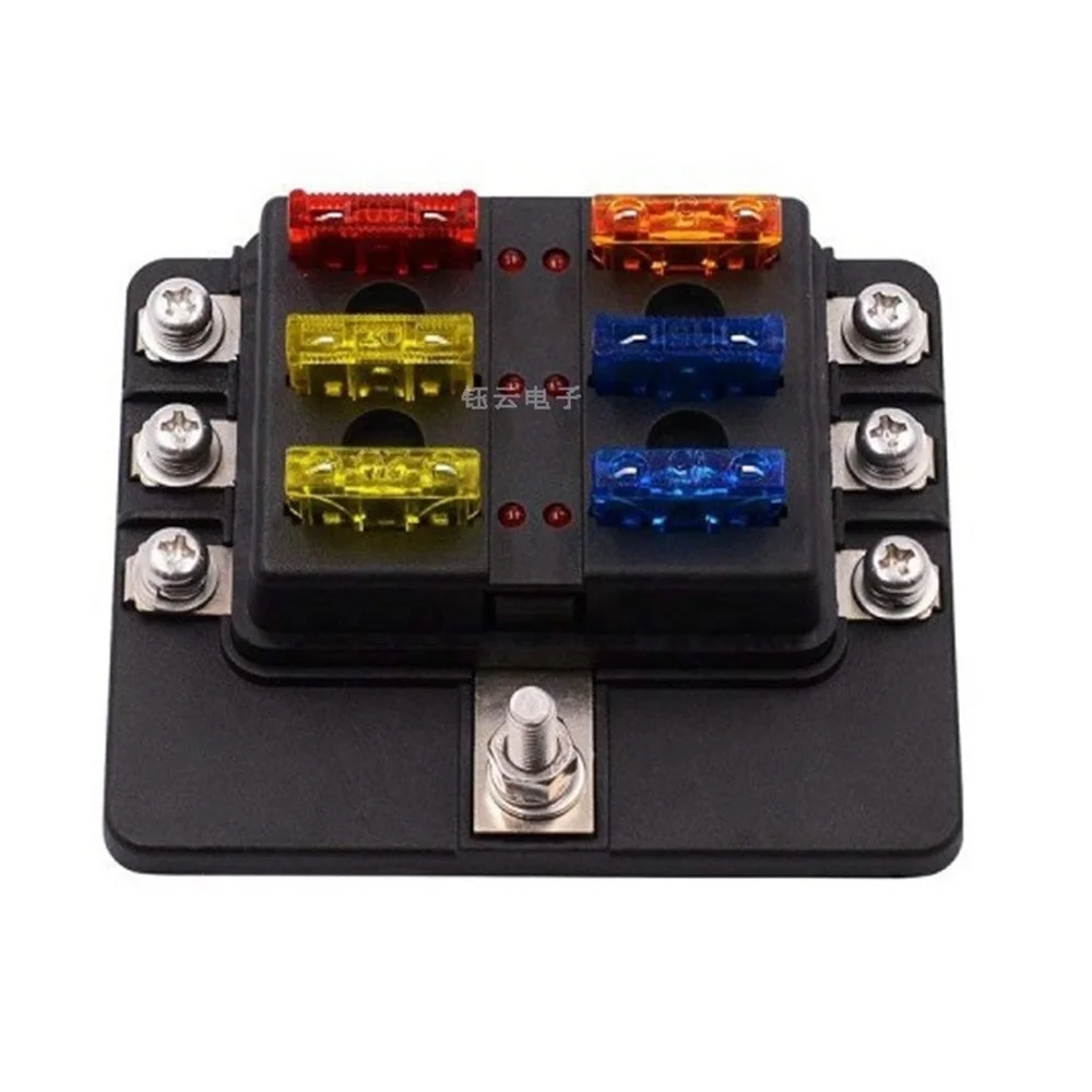 6 способ DC 12V держатель плавкого предохранителя со светодиодным
