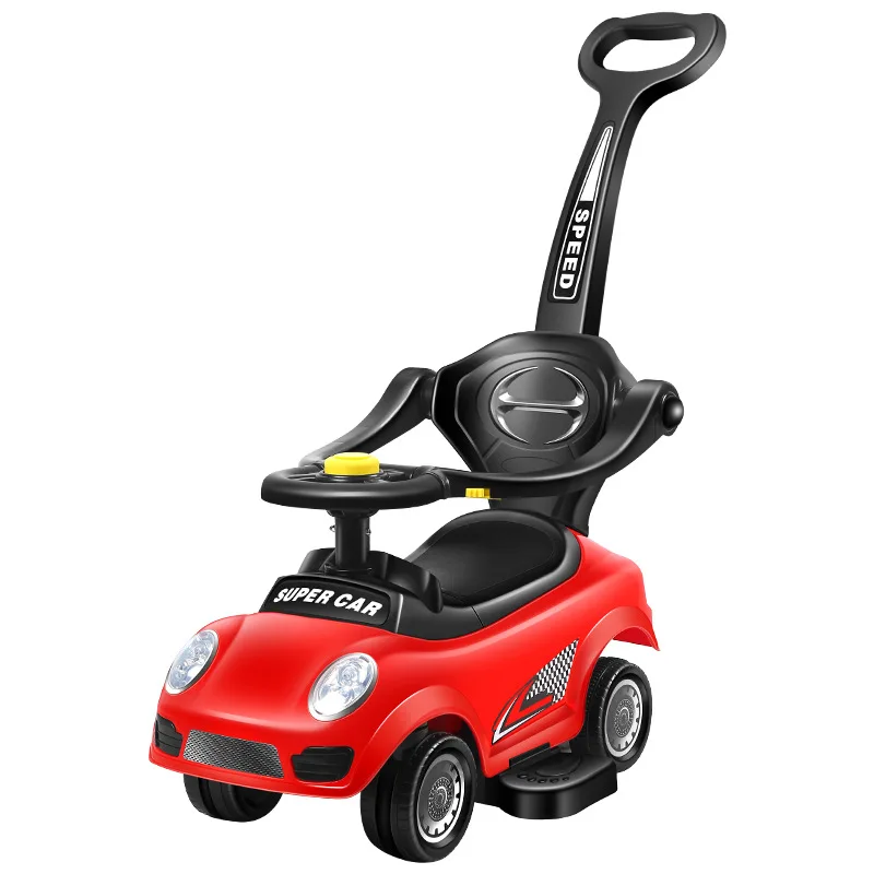 Factory wholesale low speed ride on toy for your preschool with parents push bar Safety cute car baby scooter swing car toy