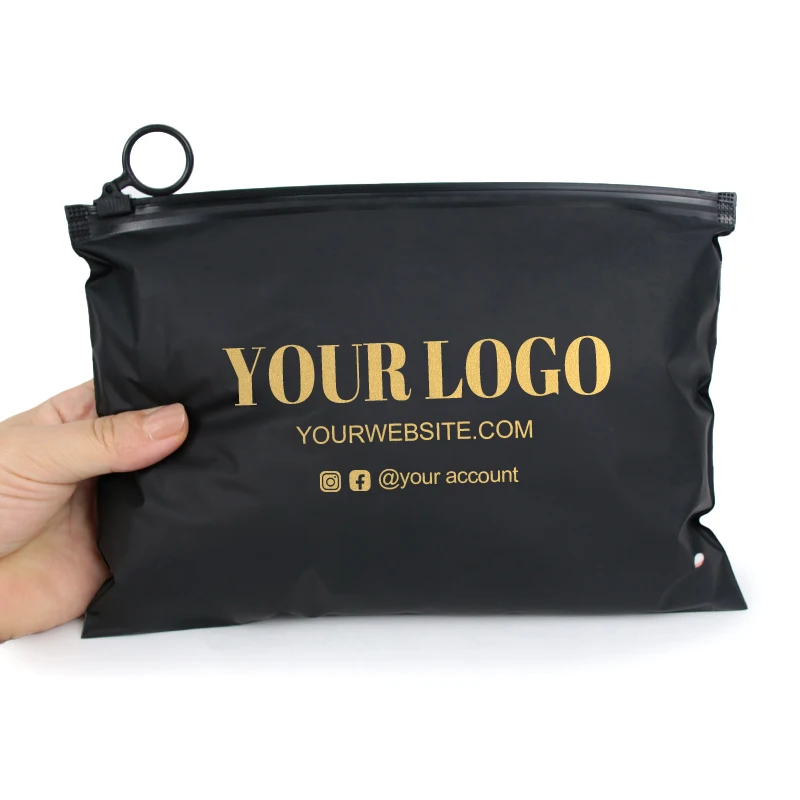 Custom Print Ziplock Zip Lock Clothes Plastic Poly Packaging For Clothing Frosted Zipper With Logo tshirt bag