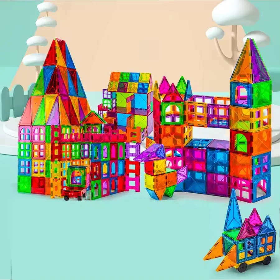 Educational Toys Magnet Building Tiles 3d Transparent Magnetic Building Blocks Set