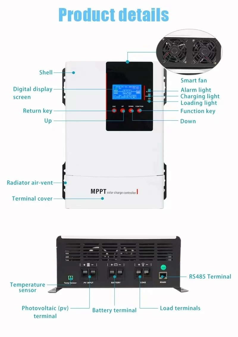 Automatic Volta Recognition 30A-100A MPPT Charger Controller with MPPT Regulator and WiFi Optional Solar Controller Genre