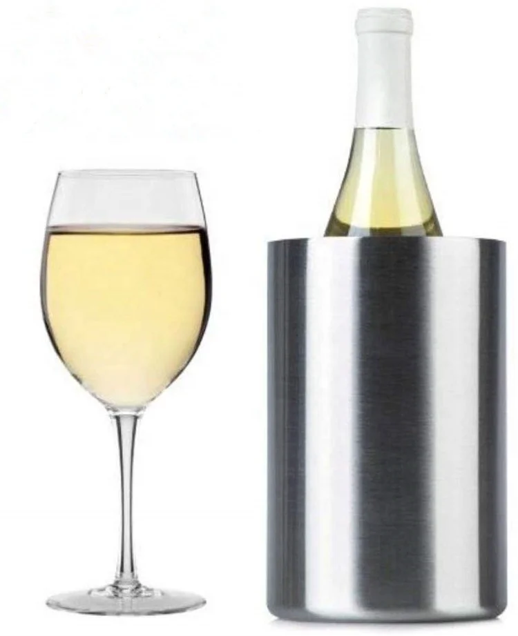 Large Stainless Steel Double Wall Wine Cooler Bucket Stemless Holder Wine Chiller Bucket Insulated Champagne Beer Ice Bucket