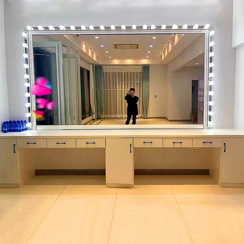 Modern Stainless Steel LED-Lit Hollywood Vanity Mirror lamp for Bedroom & Hotel Home Bathroom Use