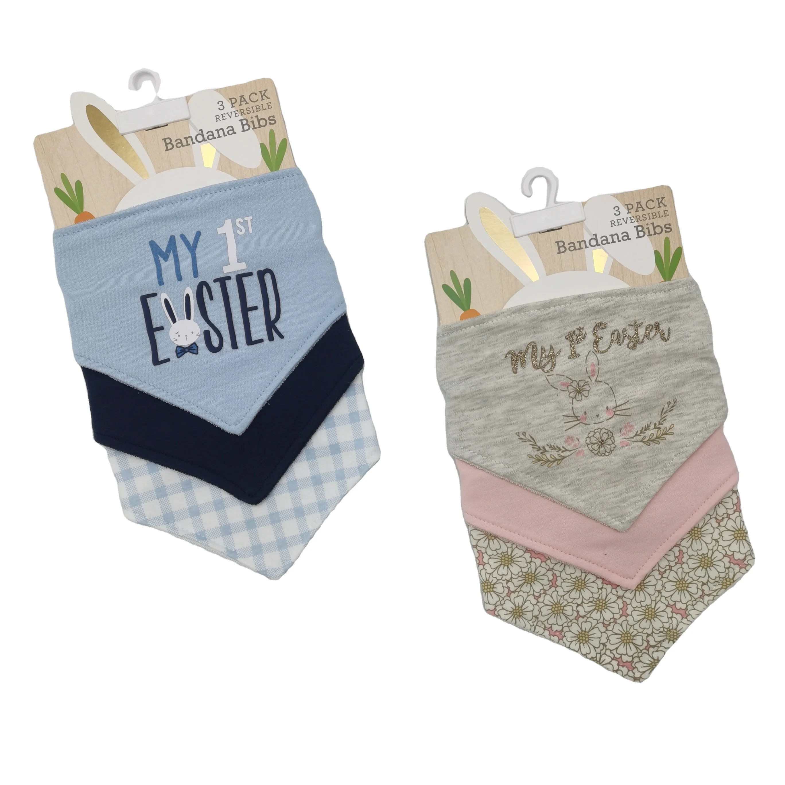 3pcs Baby Bandana Bibs Easter Theme Rabbit Pattern