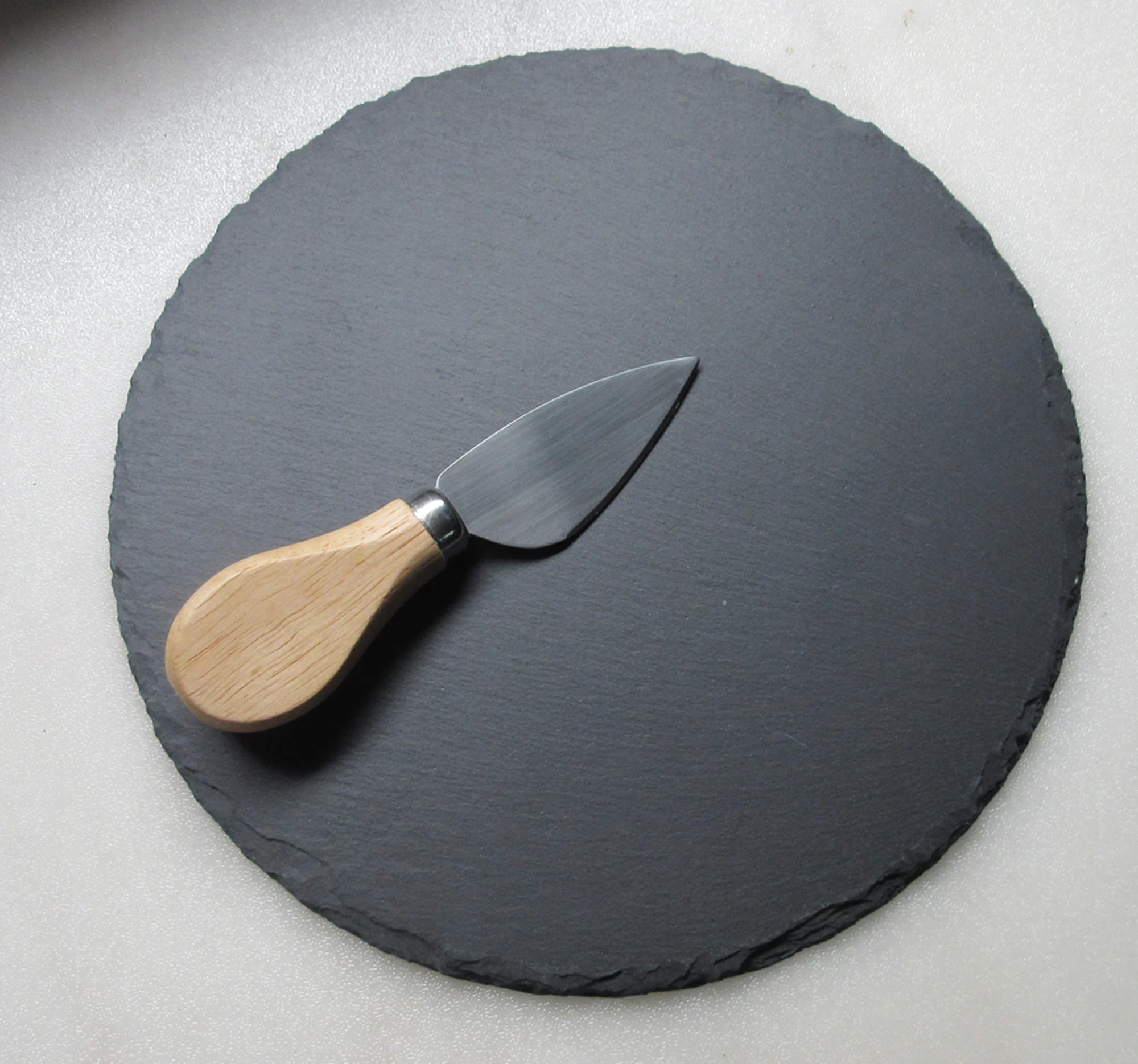 High Quality Round Shape Plate Serving Large Tray/slate With Copper Handle Hot Sell And Wholesale Alibaba Stone Slate Dish Tray