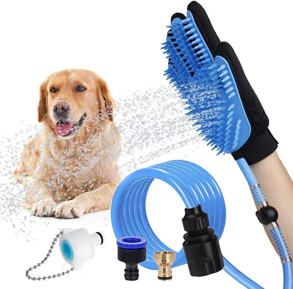 Hot selling 2 in 1 Five Fingers Hair Removal Silicone Pet Cat Cleaning Hair Remover Grooming And Bathing Brush Tool