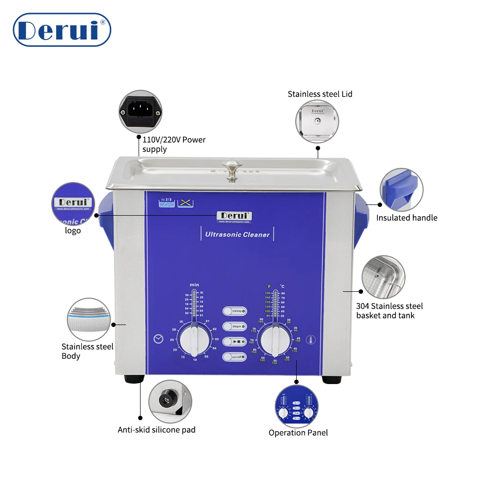 4L ultrasonic cleaning and degassing machine for cleaning and degassing of glass, tooth parts, gemmes and jewellery.