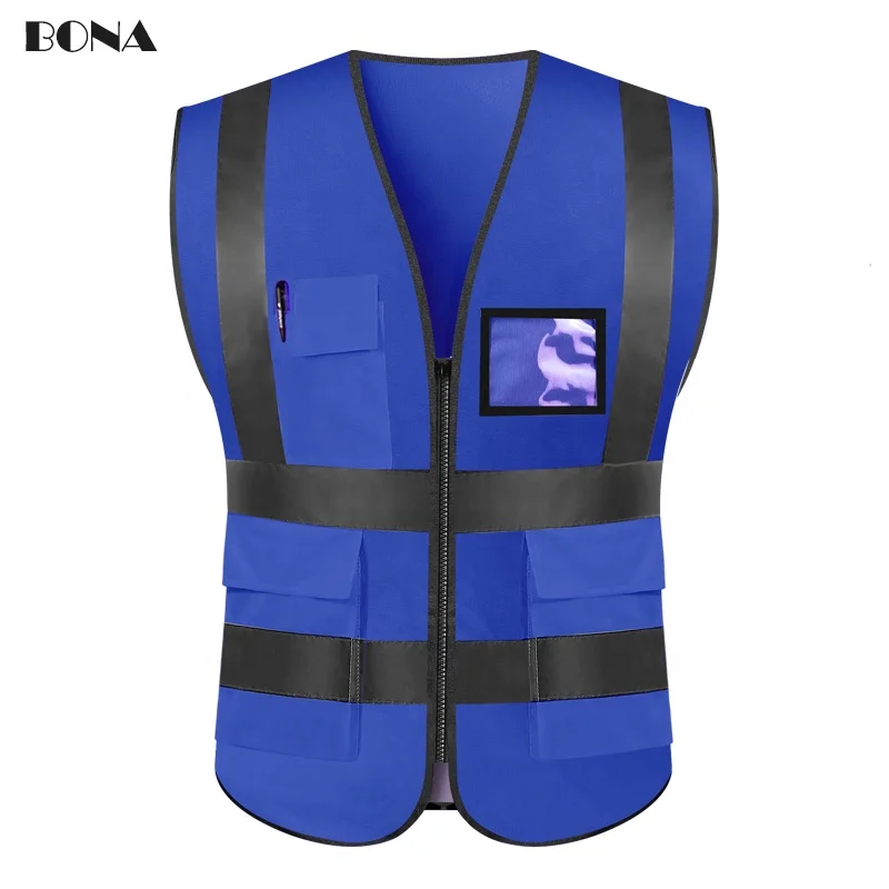 Hi Vis yellow black green orange red blue reflective construction security safety vest workwear jacket