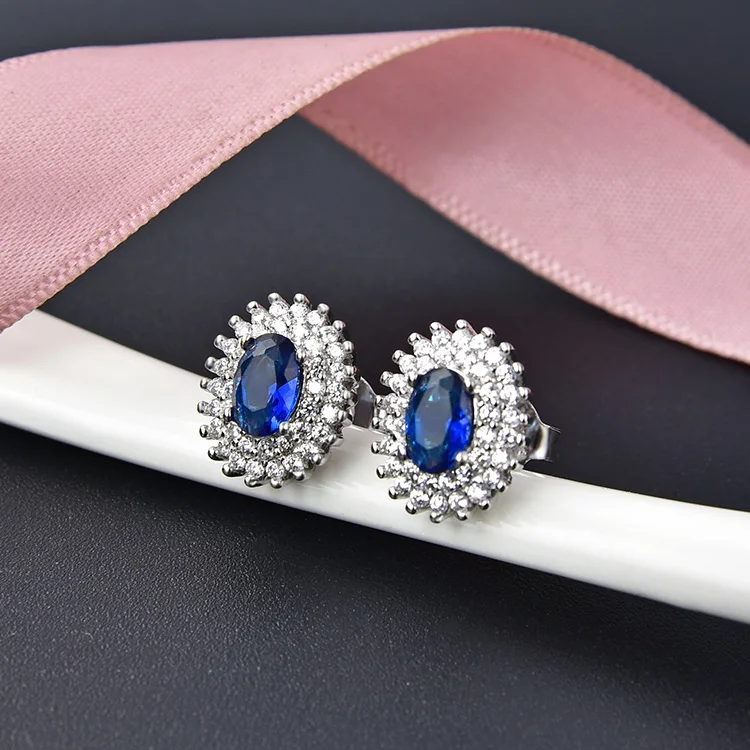 Jewellery Sets Design 925 Sterling Silver Luxury Rhodium Plated Sapphire Fashion for Women Jewelry Sets POLIVA Geometric CN;GUA