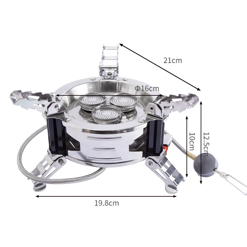 Portable Three-Burner Stove High Quality Easy to Carry for Adults for Outdoor Activities with Gas Butane Propane
