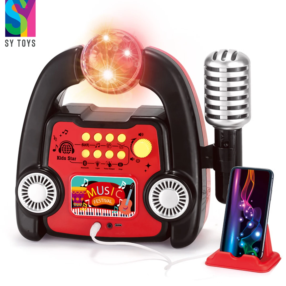 SY TOYS Multifunctional Musical Party Karaoke Machine Toys Connected With Phone Potable Loudspeaker&Microphone Fun For Kids