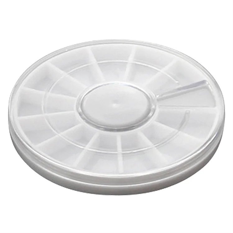 12 Grids Round Plastic Rotating Box For Nail Art Rhinestones Bead Jewellery Dried Flower Storage Box Nail Container Tools
