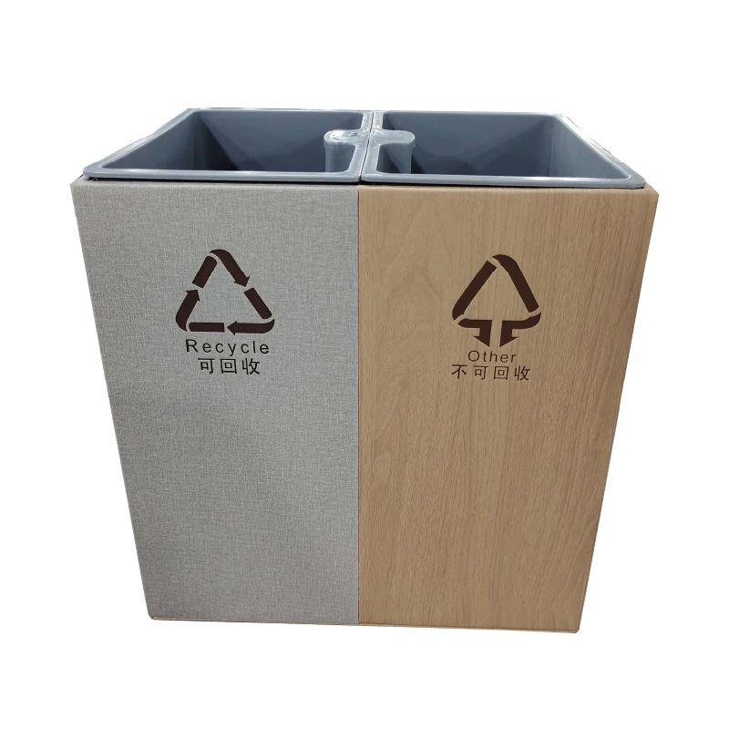 Rectangular sorting Bin Trash Bin recycle Waste Bin metal outer bucket or metal  with PU outer bucket +two plastic liners
