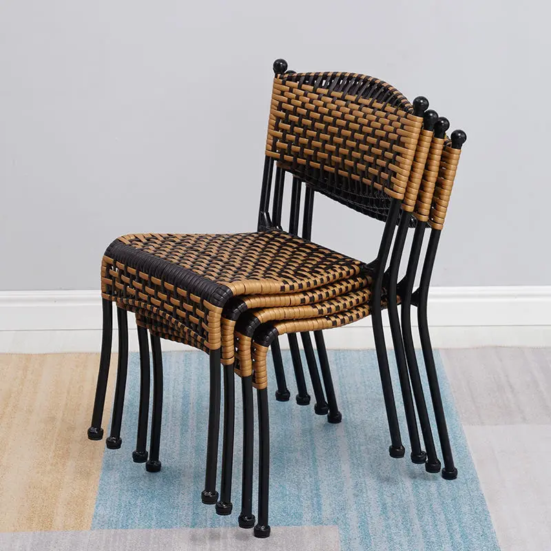 2024 Cheap price leisure outdoor chair PE wicker rattan chair stackable garden dining chair