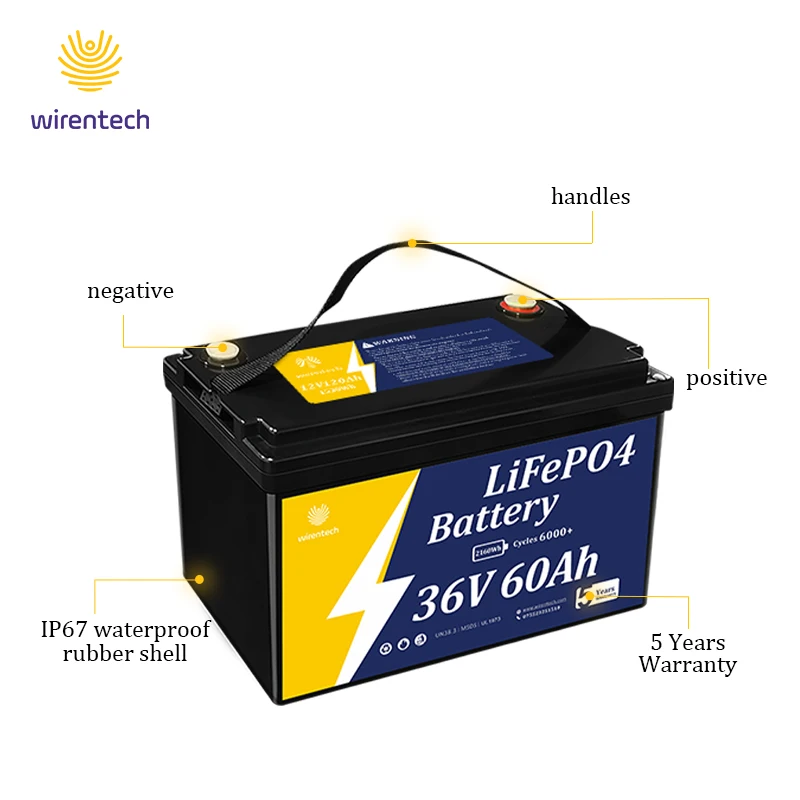 36V 60Ah Rechargeable Deep Cycling Lithium Ion Battery Cranking Starting Power Station Power Bank For Boats/Marine