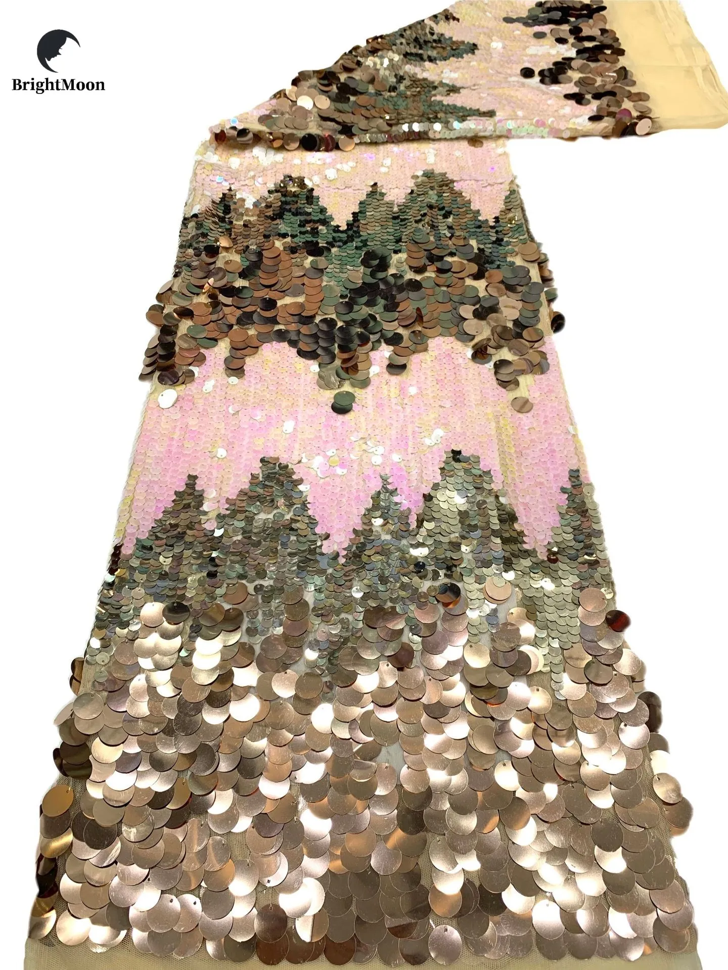 Shiny multi color sequin lace fabric combination of large and small sequins lace fabric