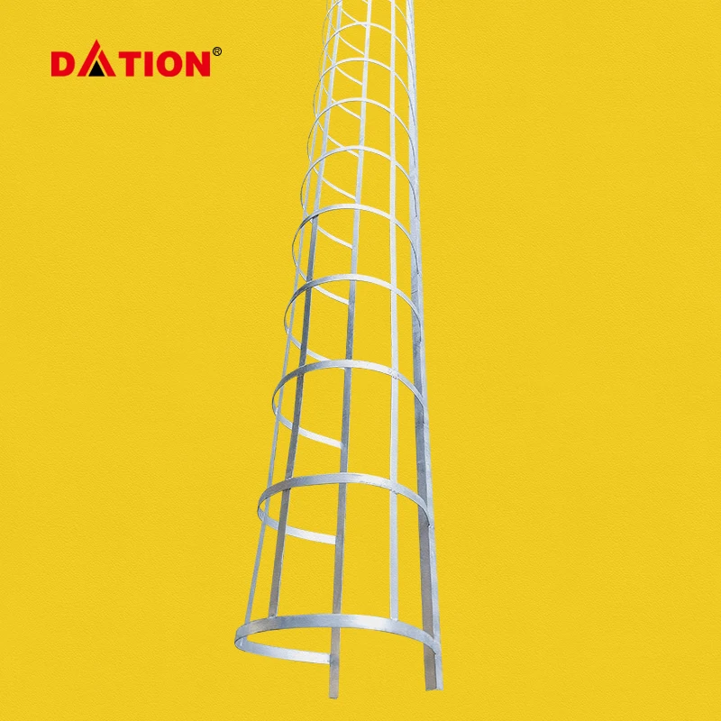 Custom Aluminum Straight Ladder With Safety Cage Industrial Building Safety Cage Step Ladder Fixing Support Fixed Access Ladders