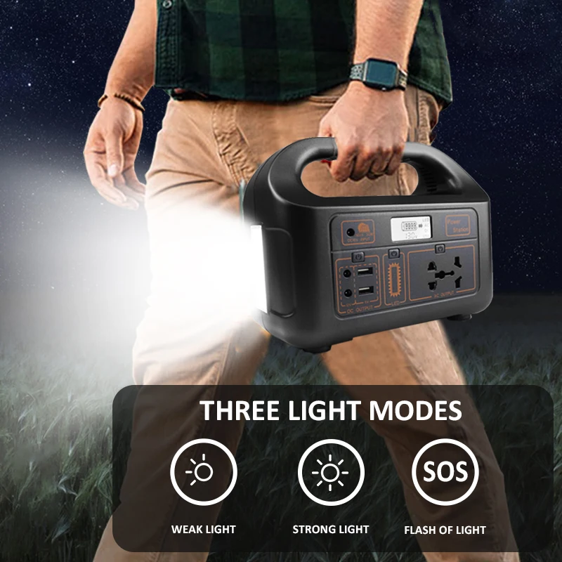 Solar Power Station 150W 144WH Home Outdoor Portable Modified Wave Inverter Supports AC/U-SB/Car Charging Interface Output