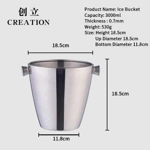 Factory Direct 2.5L double wall wine cooler stainless steel small metal champagne beer ice bucket with lid
