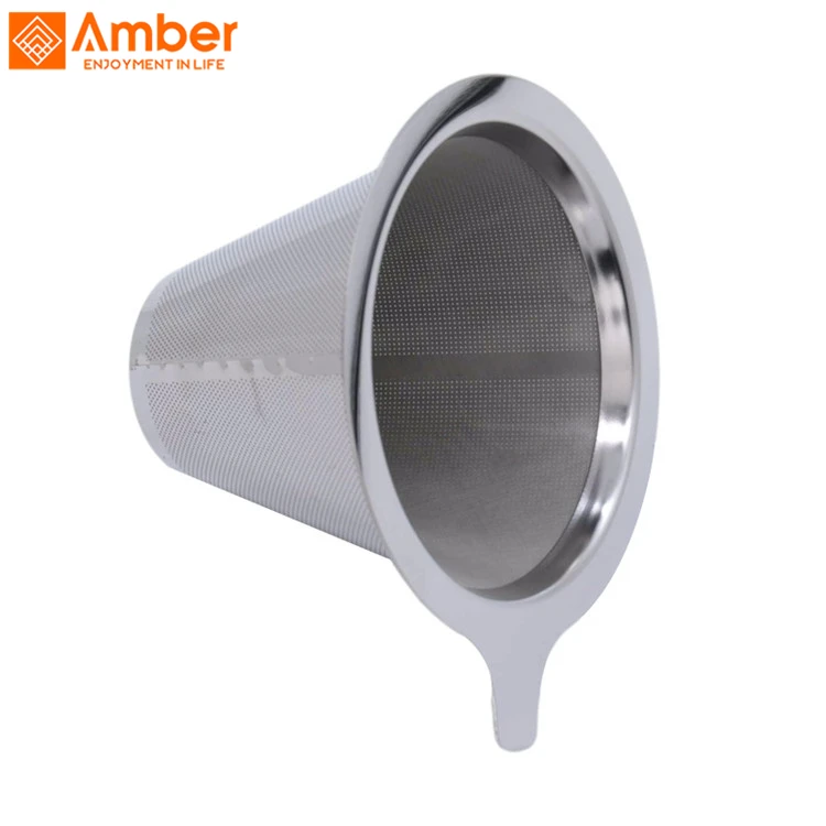 Universal Commercial Size Portable V60 Reusable 25 Micron Stainless Steel Cloth Coffee Drip Filter