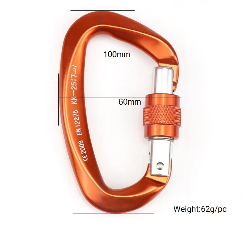 
Personalized 25kn Aluminium Metal Mini Screw Lock Rock Climbing Carabiner 