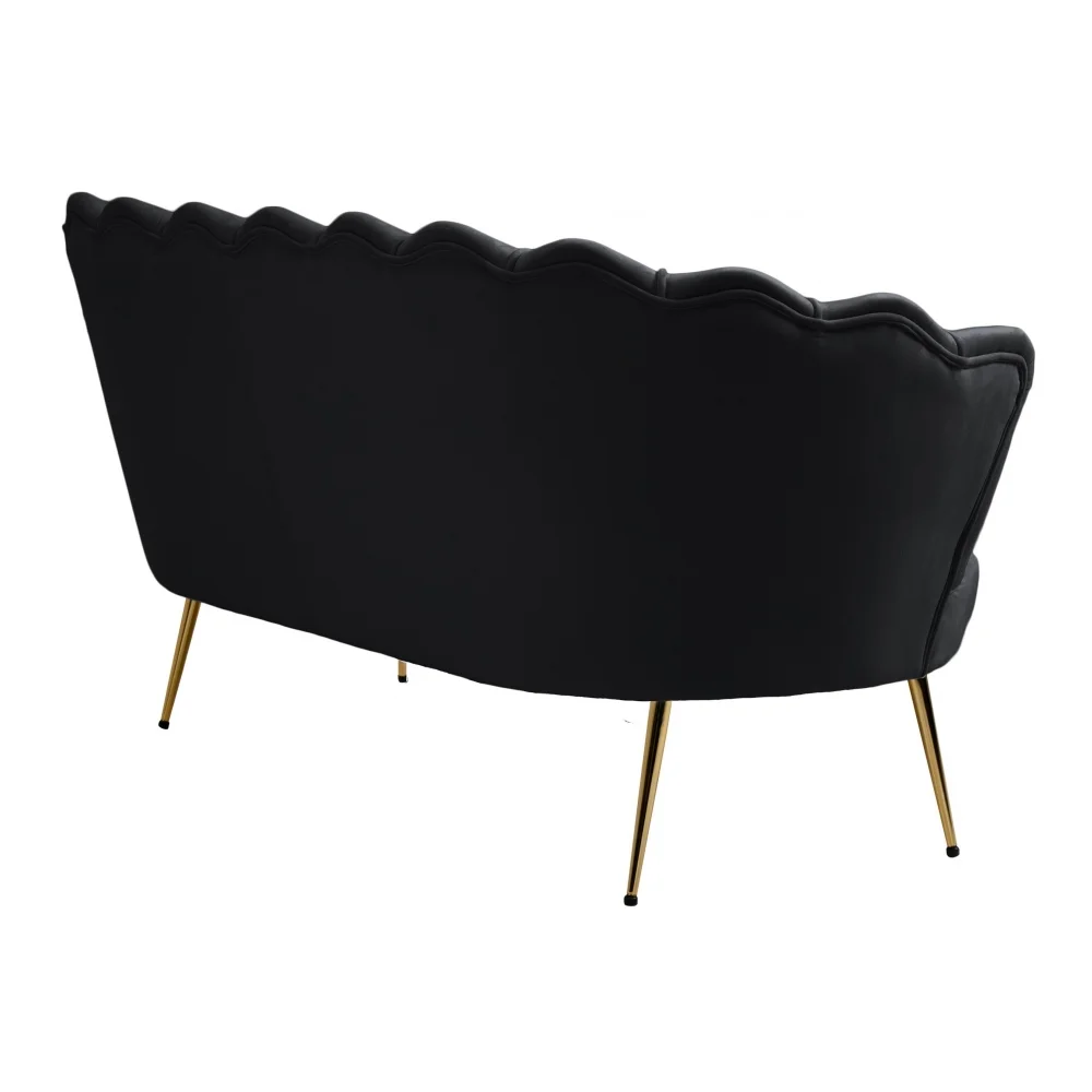 JL Soft black velvet upholstery covers sofa chair shell-shaped back single sofa round seat accent chair