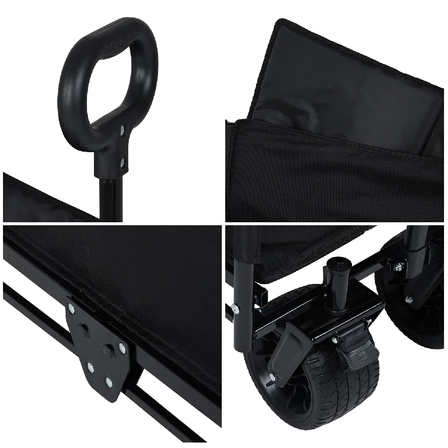 NPOTNew Camping Wagon Heavy Duty Oxford Fabric Multifunction Trolley With Polyvinyl Chloride Coating Adjustable Handle