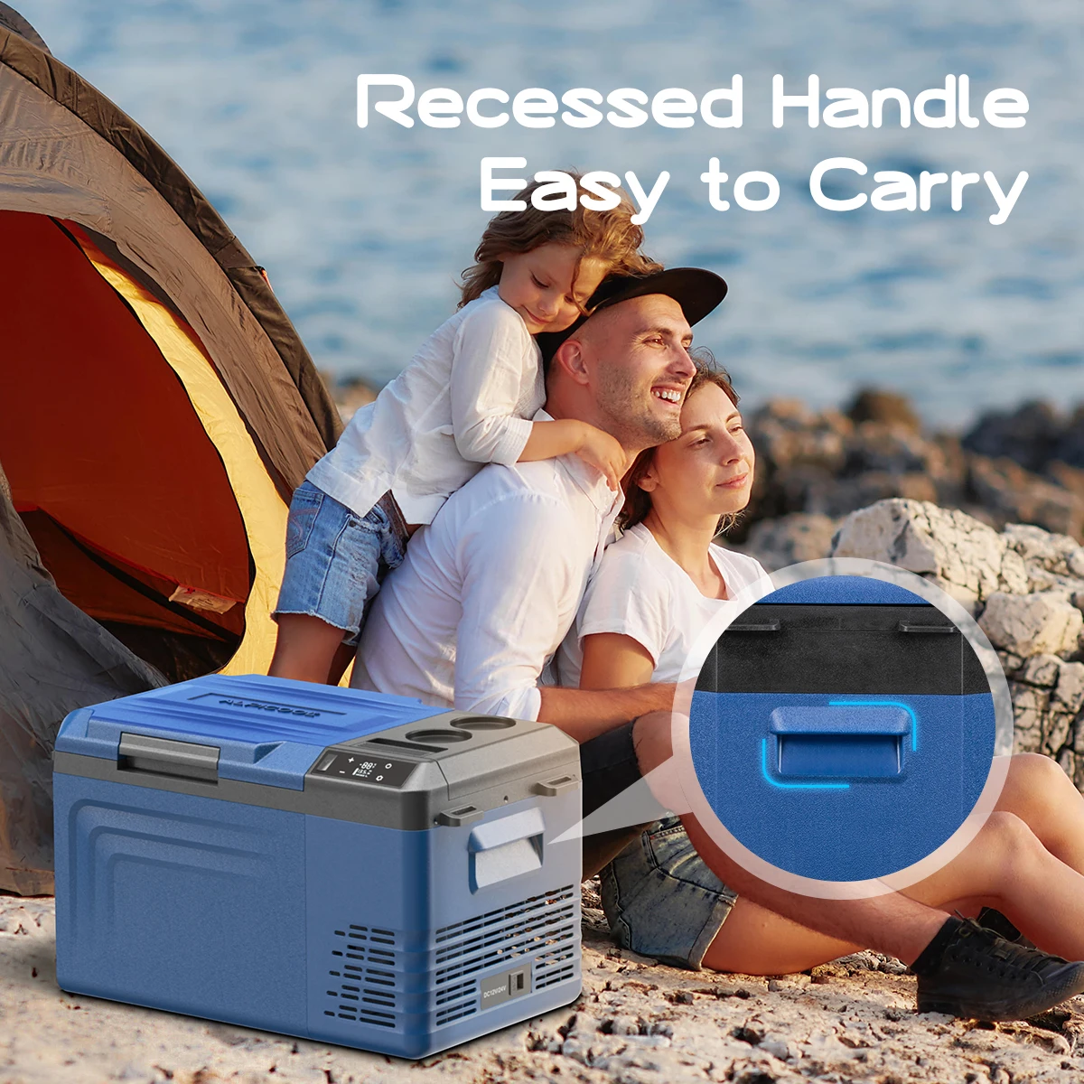 Alpicool WT25 Bulit-In Removable Battery Auto Electric Cooler Fridge Freezer Blue Double Door Mini Refrigerator For Travel