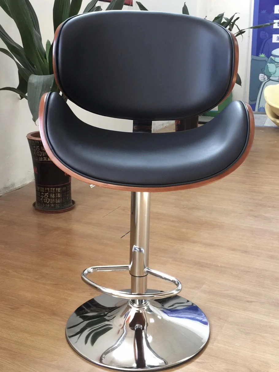 Mecco office chair bar stool height adjustable pod use leather wood chair