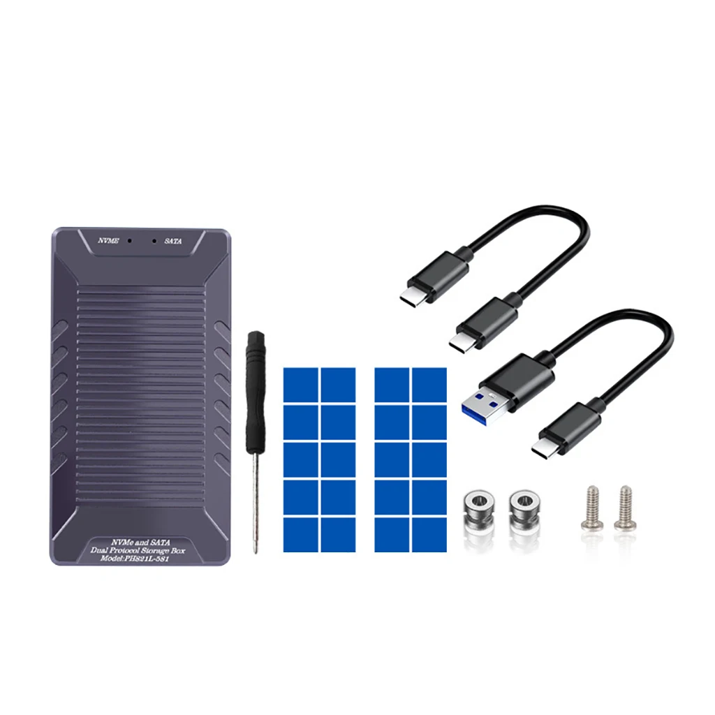 M.2 NVME SATA SSD External Enclosure Dual Protocol Case USB3.2 10Gbps for M2 NGFF NVME PCIe 2230 2242 2260 2280 SSD Case