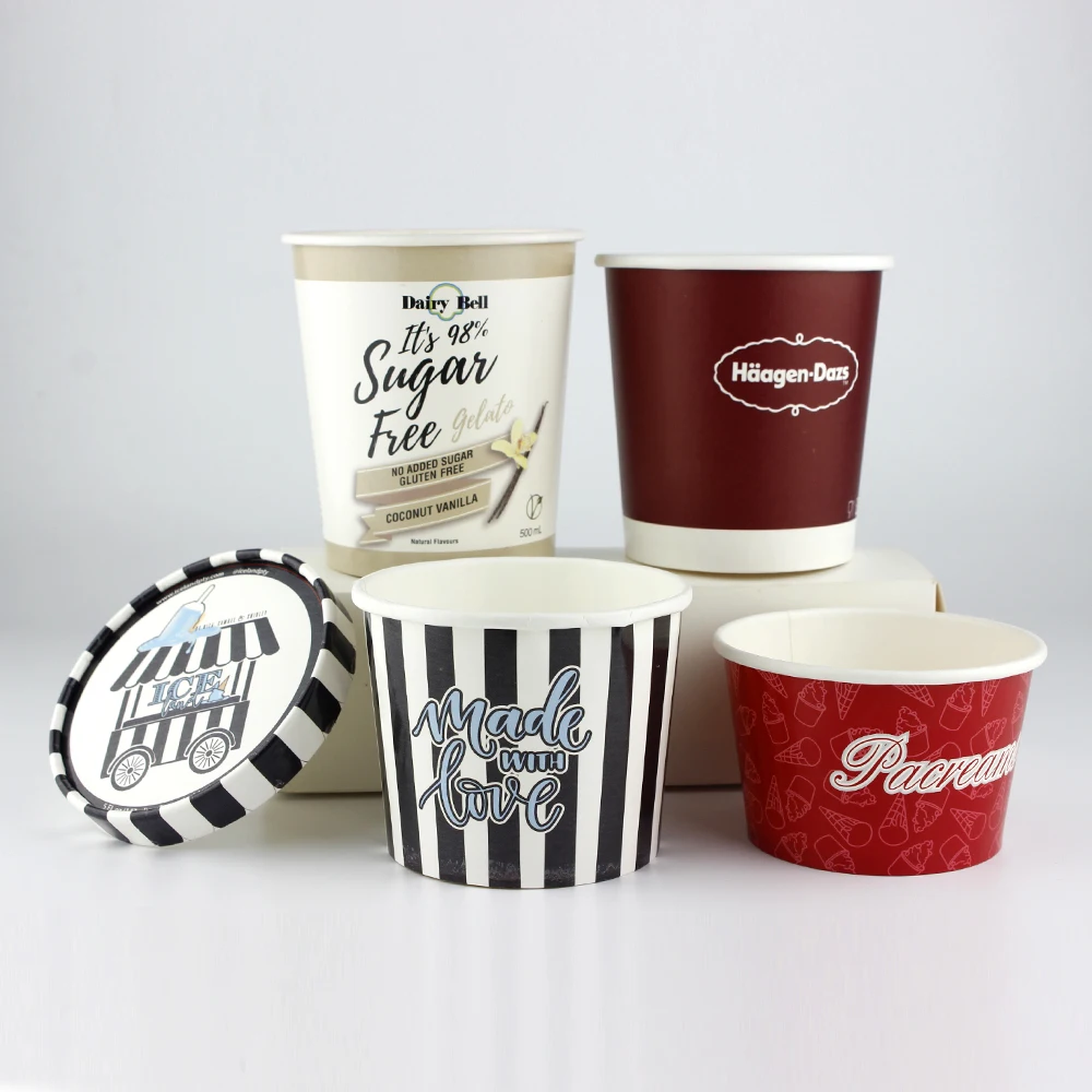 custom print disposable ice cream paper cup factory cheap price paper ice cream cup biodegradable Ice cream paper cup