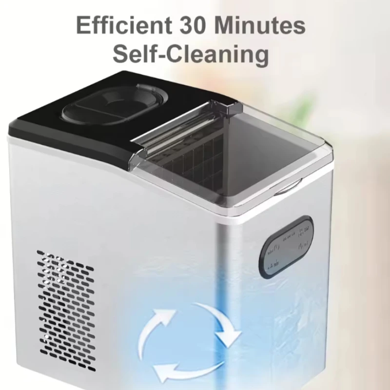 Mini Home Portable Cold Water Countertop Ice Making Stainless Steel Ice Maker With Led Scream