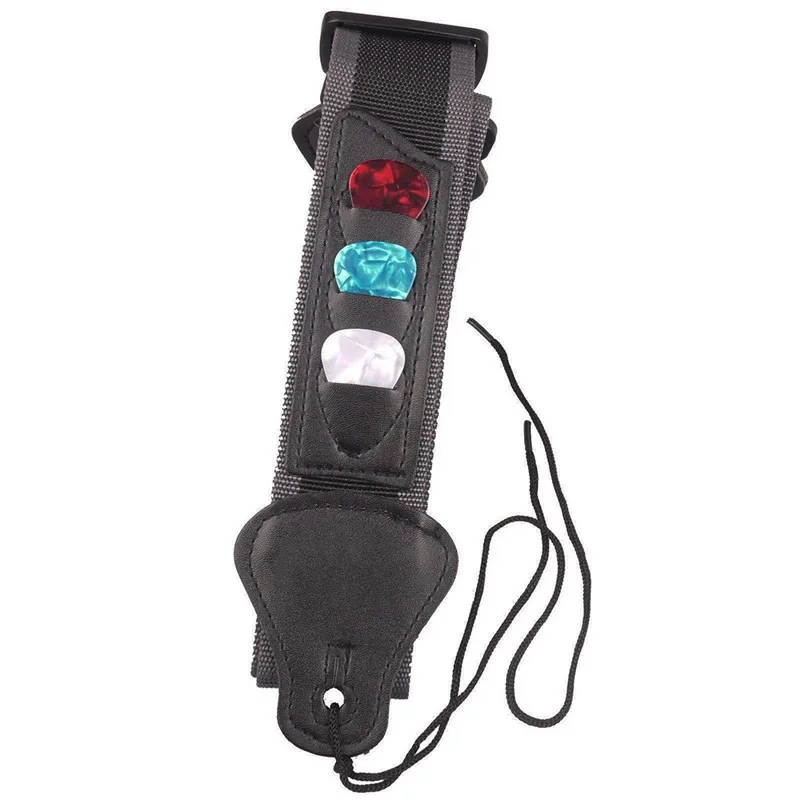 Adjustable Electric Guitar Strap With 3 Guitar Picks Holders Pu Leather Ends Acoustic Guitar Bass Strap Belt Accessories